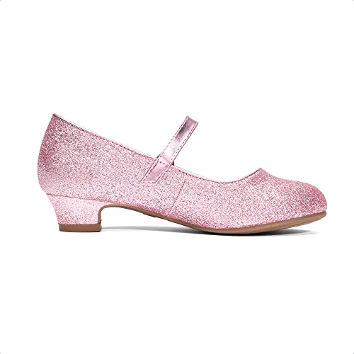 DREAM PAIRS Kids Bailarinas Niña Zapatos de Vestir de Tacón Cómodos para Fiesta Ballet Flats Chicas Princesa Brillante Rosa KFL219-E Talla 36 (EUR)