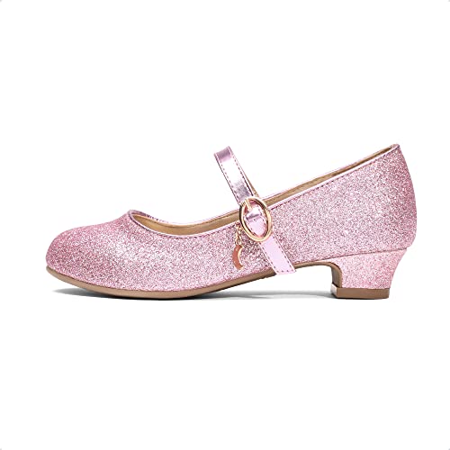 DREAM PAIRS Kids Bailarinas Niña Zapatos de Vestir de Tacón Cómodos para Fiesta Ballet Flats Chicas Princesa Brillante Rosa KFL219-E Talla 36 (EUR)