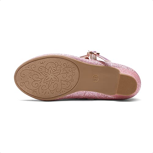 DREAM PAIRS Kids Bailarinas Niña Zapatos de Vestir de Tacón Cómodos para Fiesta Ballet Flats Chicas Princesa Brillante Rosa KFL219-E Talla 36 (EUR)