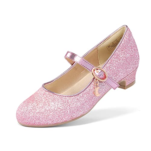 DREAM PAIRS Kids Bailarinas Niña Zapatos de Vestir de Tacón Cómodos para Fiesta Ballet Flats Chicas Princesa Brillante Rosa KFL219-E Talla 36 (EUR)