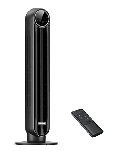 Dreo Ventilador de torre Nomad One con mando a distancia, silencioso de 7,3 m/s de velocidad, oscilante de 90° con 4 velocidades, 4 modos, temporizador de 8 horas, ventilador de pie, negro.