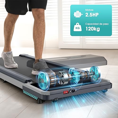 Dripex Cinta de Correr, 2.5HP Cinta de Correr Bajo el Escritorio con 6 Cojines Amortiguadores, 1-6 KM/H Cinta de Andar para Casa, Máquina de Correr con Pantalla LED