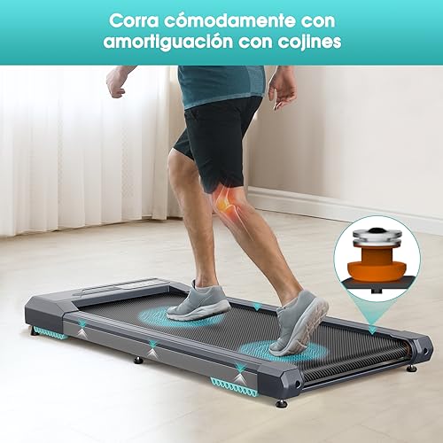 Dripex Cinta de Correr, 2.5HP Cinta de Correr Bajo el Escritorio con 6 Cojines Amortiguadores, 1-6 KM/H Cinta de Andar para Casa, Máquina de Correr con Pantalla LED