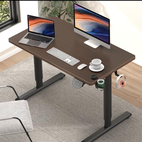 Dripex Escritorio Elevable Eléctrico 110 * 60 * 71-117 cm, Standing Desk Escritorio Ajustable en Altura con Tablero, Función de Memoria y Anticolisión, Nuez