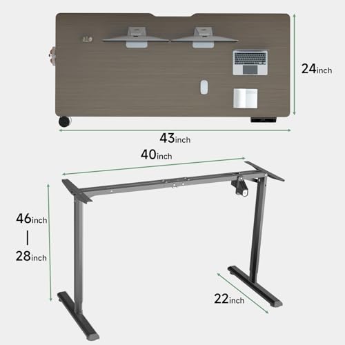 Dripex Escritorio Elevable Eléctrico 110 * 60 * 71-117 cm, Standing Desk Escritorio Ajustable en Altura con Tablero, Función de Memoria y Anticolisión, Nuez