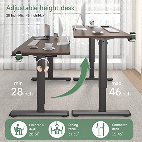 Dripex Escritorio Elevable Eléctrico 110 * 60 * 71-117 cm, Standing Desk Escritorio Ajustable en Altura con Tablero, Función de Memoria y Anticolisión, Nuez