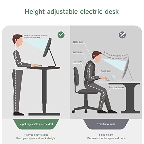 Dripex Escritorio Elevable Eléctrico 110 * 60 * 71-117 cm, Standing Desk Escritorio Ajustable en Altura con Tablero, Función de Memoria y Anticolisión, Nuez