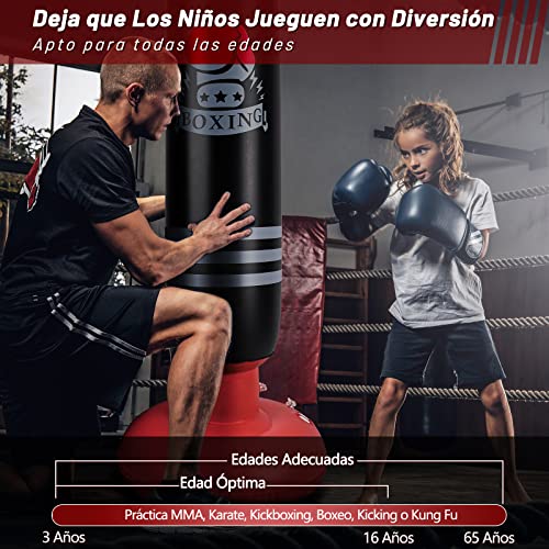 Dripex Saco Boxeo de pie Inflable 160cm Saco Boxeo Punching Ball Independiente Hinchable para Niños y Adultos Saco de Arena Fitness Boxeo Karate MMA (Blanco)