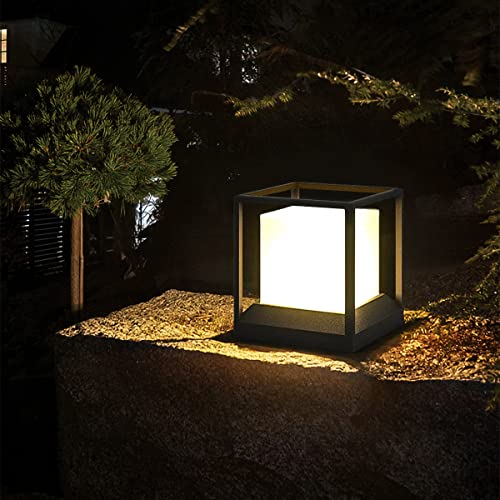 Dr.lazy 18W Lámpara de exterior, Farol de Pie Sobremuro Exterior IP65 Para Jardin Terraza Patio Estilo Farola Clásico Negro, Casquillo E27, Bombilla Incluida (Negro)