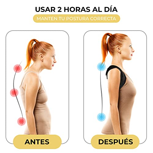 DRS Corrector de postura espalda para Mujer y Hombre Ajustable Espalda recta Soporte Dorsal Hombros Cervical y Cuello (L) Incluye 2 Almohadillas de proteccion y una practica bolsa de transporte