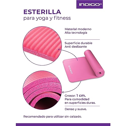 DRUNA Esterilla NBR de Yoga Multi Usos, Deportes, Pilates, Yoga, Ejercicios, Antideslizante, Yoga Mat, Colchoneta (10 mm.- Ciclamen)