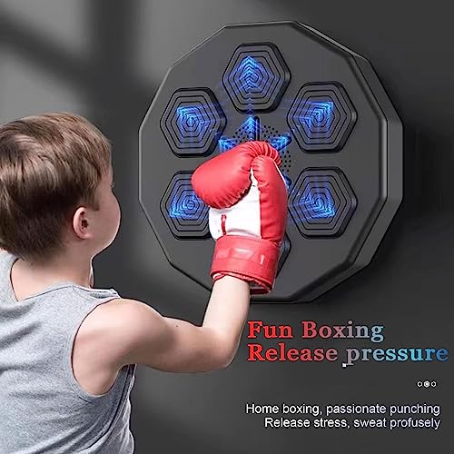 DRUXTO RGB Light Music Boxing Machine, Smart Eletronic Boxing Wall Target con Guantes Equipo de Entrenamiento Bluetooth Puntos de Boxeo Intermitentes Al Azar para Niños Adultos Principiantes Fácil