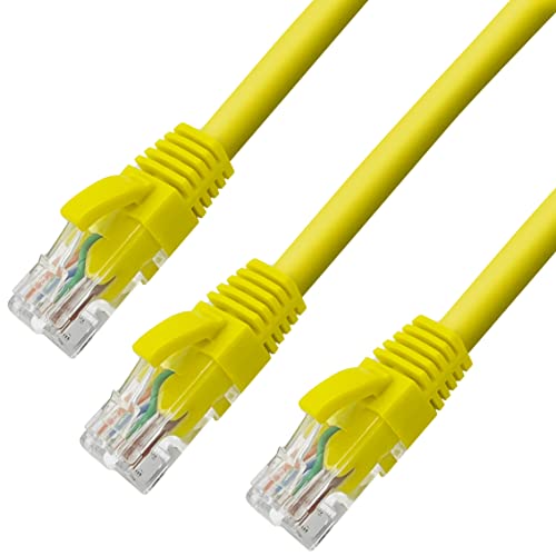 D.Square - 3 Piezas Cable Ethernet Internet LAN 1m, Cat.6 U/UTP Amarillo, Cable de Red LSOH, Conector Rj45, 1 GB/S, Ideal para Router/Móderms, Switch, Repetidor, Ordenador, Portátil, Red Locales.