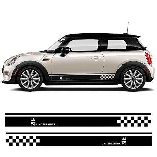 DSYCAR 1 par Coche Puerta Lateral Falda calcomanías calcomanía Vinilo Coche calcomanía Accesorios-Estilo para Mini Cooper R50 R52 R53 R56 R57 R58 R59 F55 F56 F54 F60 R60 R61 (Negro)