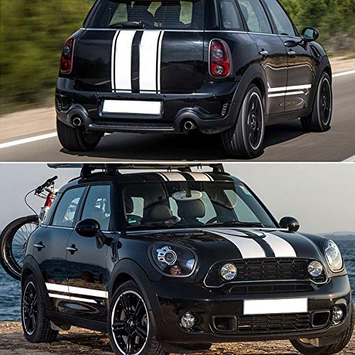 DSYCAR 1Set Car Hood Stripes Trunk Bonnet Rear Body Kit Puerta Lateral Stripe Skirt Skirt Sticker para Mini Countryman Accesorios (Negro)