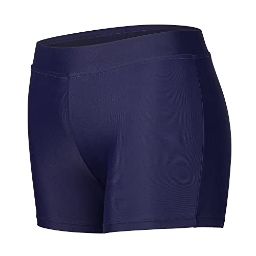 Dtone Pantalón corto para niña para danza gimnasia, pantalones cortos de gimnasia con purpurina brillante, azul marino, 5-6 Años