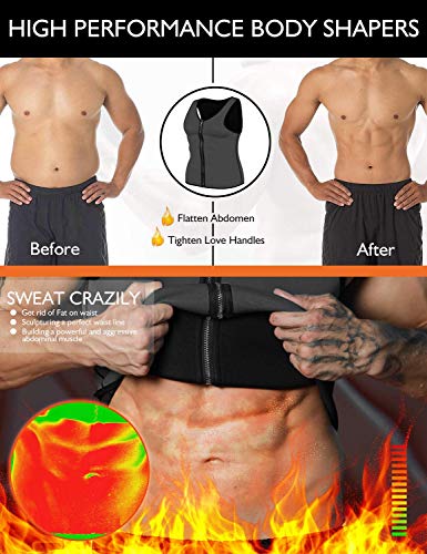 Ducomi Camiseta Reductora Adelgazante Hombre Neopreno Faja Compresion de Sauna Chaleco Modelador para Sudoración Musculación con Cremallera Perder Peso Camisa Adelgazar Entrenamiento (EU S, Black)