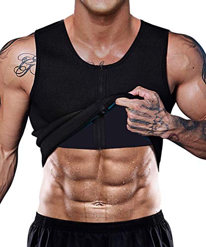 Ducomi Camiseta Reductora Adelgazante Hombre Neopreno Faja Compresion de Sauna Chaleco Modelador para Sudoración Musculación con Cremallera Perder Peso Camisa Adelgazar Entrenamiento (EU S, Black)