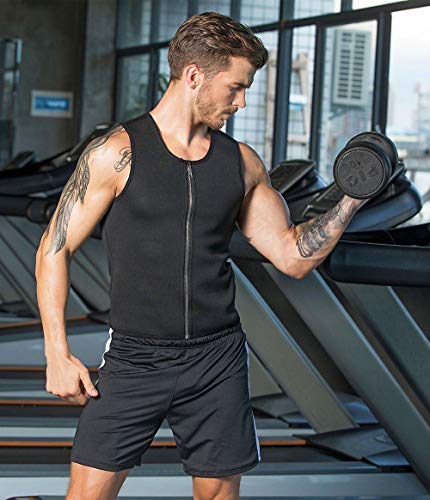 Ducomi Camiseta Reductora Adelgazante Hombre Neopreno Faja Compresion de Sauna Chaleco Modelador para Sudoración Musculación con Cremallera Perder Peso Camisa Adelgazar Entrenamiento (EU S, Black)