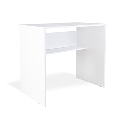 duehome | Mesa Estudio Juvenil con balda Interior, Escritorio Compacto, Mesa PC, Modelo Siku, Acabado en Blanco, Medidas: 90 cm (Largo) x 45,9 cm (Ancho) x 77 cm (Alto)