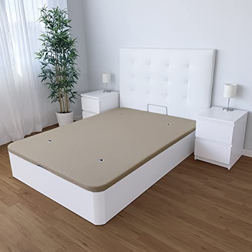 DUÉRMETE ONLINE - Canapé Abatible Extra Reforzado Gran Capacidad con Tapa Transpirable, Esquinas Redondeadas, 90 x 190, Cajón Grosor 30mm, Blanco