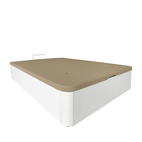 DUÉRMETE ONLINE - Canapé Abatible Extra Reforzado Gran Capacidad con Tapa Transpirable, Esquinas Redondeadas, 90 x 190, Cajón Grosor 30mm, Blanco