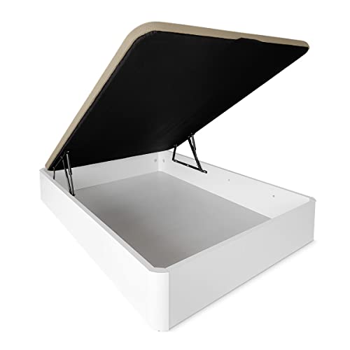 DUÉRMETE ONLINE - Canapé Abatible Extra Reforzado Gran Capacidad con Tapa Transpirable, Esquinas Redondeadas, 90 x 190, Cajón Grosor 30mm, Blanco