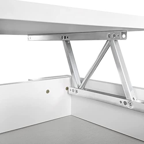 Duérmete Online - Mesa de Centro Elevable, Mesita de Salón o Comedor, Madera, Acabado en Color Blanco, Medidas: 90 cm (Ancho) x 50 cm (Fondo) x 46-57 cm (Alto)