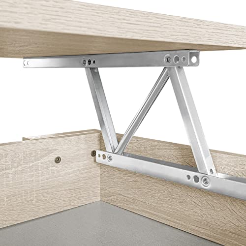 Duérmete Online - Mesa de Centro Elevable, Para Salón o Comedor, Madera, Acabado en Color Cambria, Medidas: 90 cm (Ancho) x 50 cm (Fondo) x 46-57 cm (Alto)