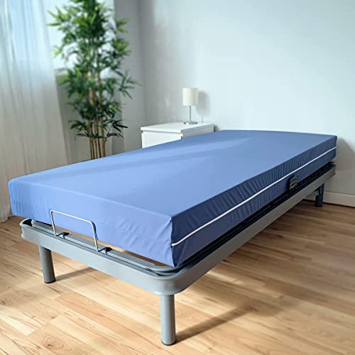 DUÉRMETE ONLINE Pack Cama Eléctrica Articulada Reforzada Ergomedic Pro + Colchón Sanitario Sanipur, Madera, Gris Antracita, 90x190 Sin Barandillas