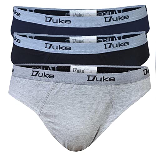 Duke - Calzoncillos de algodón Modelo London en Talla Grande para Hombre (Paquete de 3) (8XL) (Negro/Gris/Azul Marino)