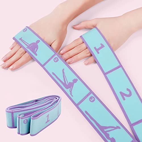 DULSPUE Tronco propiocepcion Suelo pelvico,Pilates Accesorios,Cinturon Yoga,Bandas elasticas Fitness,Banda Elastica Fitness,Banda elástica de Yoga de 8 Rejillas para Mujeres y niñas (Azul)