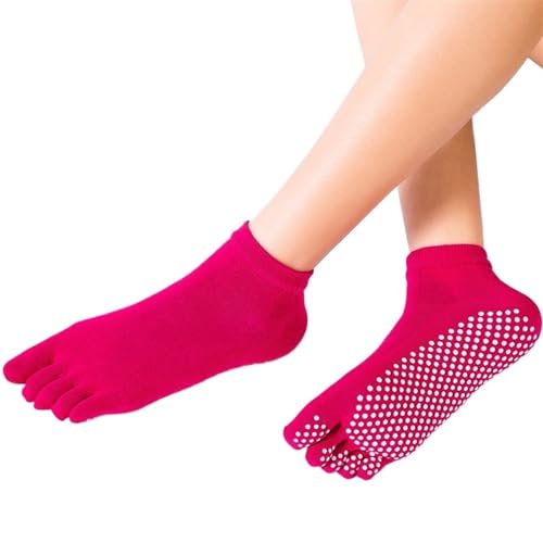 DUMB Calcetines de yoga profesionales antideslizantes de silicona para mujer, calcetines de pilates de cintura para mujer, calcetines de cinco dedos, calcetines de piso 5 pares, 2, J