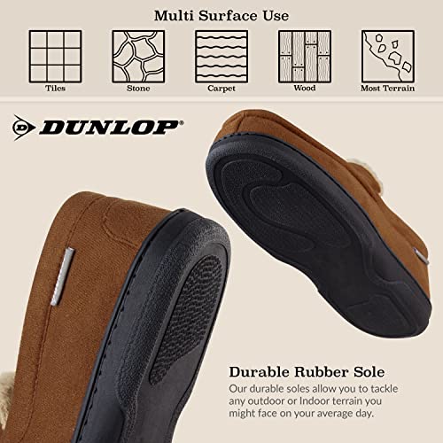 Dunlop Zapatillas Casa Hombre | Pantuflas Estilo Mocasines Cerradas | Zapatillas de Casa Invierno Calientes Suela de Goma Dura | Regalos Originales para Hombre (42 EU, Marrón)