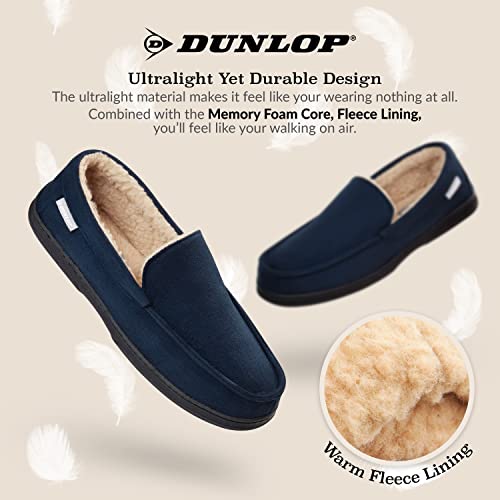 DUNLOP Zapatillas Casa Hombre, Pantuflas Estilo Mocasines Cerradas, Zapatillas de Casa Invierno Calientes Suela de Goma Dura, Regalos Originales para Hombre (Azul Marino,46)