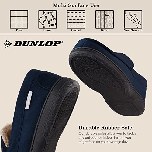 DUNLOP Zapatillas Casa Hombre, Pantuflas Estilo Mocasines Cerradas, Zapatillas de Casa Invierno Calientes Suela de Goma Dura, Regalos Originales para Hombre (Azul Marino,46)