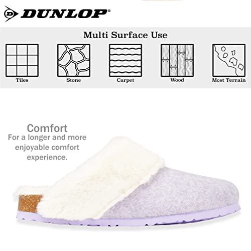 DUNLOP Zapatillas Mujer, Zapatillas Casa Mujer con Forro Polar, Pantuflas Mujer Suela de Goma Antideslizante (Lila, Numeric_37)