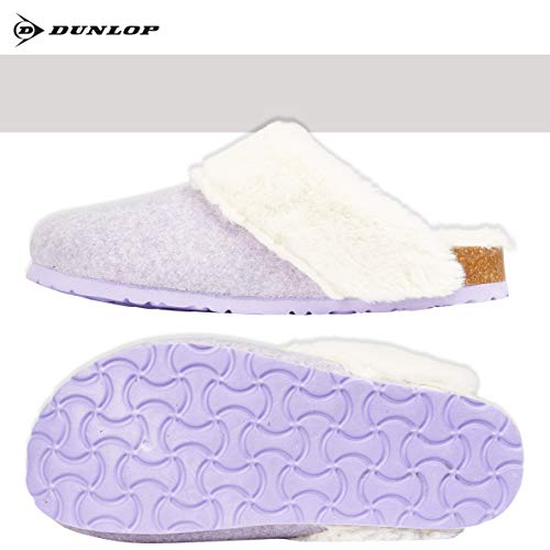 DUNLOP Zapatillas Mujer, Zapatillas Casa Mujer con Forro Polar, Pantuflas Mujer Suela de Goma Antideslizante (Lila, Numeric_37)