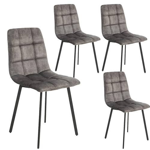 DUPI Pack 4 Sillas Comedor de Tela Gris Altea con Patas de Metal (Gris x 4 Unidades)