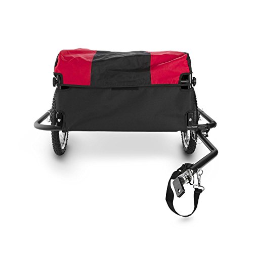 DURAMAXX Mountee - Remolque para bicicletas, Desmontable, Capacidad 130 litros, Carga 60 kg, Bastidor acero, Neumáticos 16", Palanca 70 cm, Ruedas acero, Impermeable, Lona Nailon, Rojo