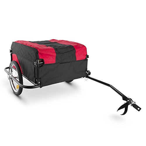 DURAMAXX Mountee - Remolque para bicicletas, Desmontable, Capacidad 130 litros, Carga 60 kg, Bastidor acero, Neumáticos 16", Palanca 70 cm, Ruedas acero, Impermeable, Lona Nailon, Rojo