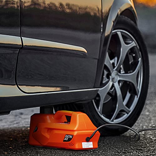 DURHAND Kit de Gato Eléctrico para Coche 12V Kit de Elevación de Coche 5 Toneladas de 15,5-45 cm Reparación de Neumáticos de Emergencia para Automóvil SUV Sedán 40x27,5x18 cm Naranja