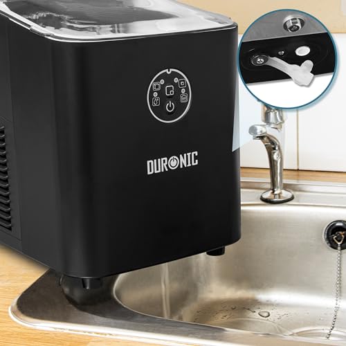 Duronic ICM12 BK Máquina de hielo automática 120W | 8 cubitos en 6 a 8 minutos | Cesta de 1 litro y pala de hielo | Depósito de 1 litro | Hielo para bebidas frías cócteles fiestas