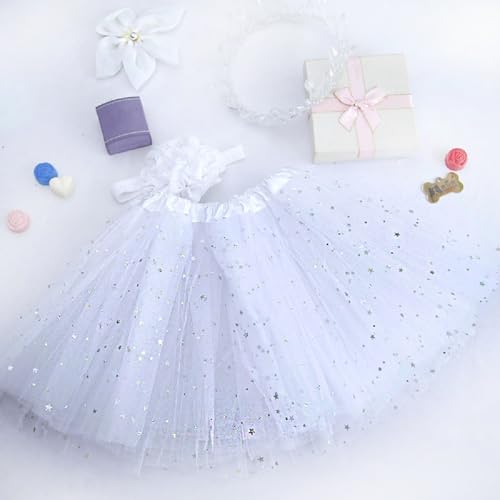 DVZUYS NiñA Estrella Lentejuelas Fiesta Baile Ballet Tutú Falda para Danza Rendimiento Fiesta 30 CM de Longitud para niña Bebe con Estrella Falda Disfraz Ballet