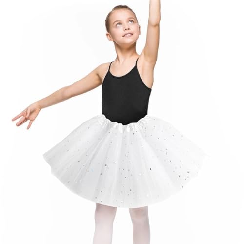 DVZUYS NiñA Estrella Lentejuelas Fiesta Baile Ballet Tutú Falda para Danza Rendimiento Fiesta 30 CM de Longitud para niña Bebe con Estrella Falda Disfraz Ballet