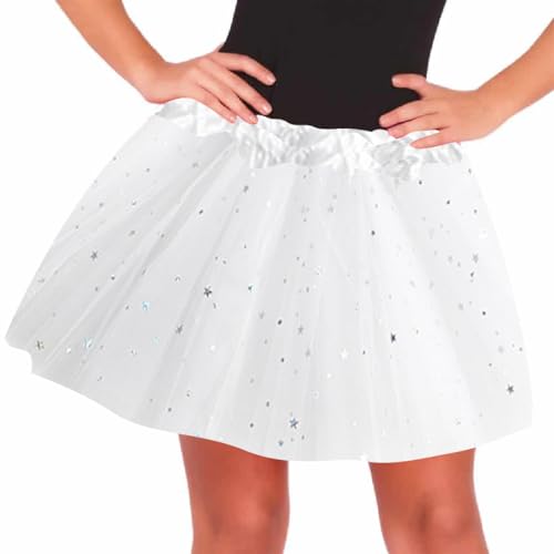 DVZUYS NiñA Estrella Lentejuelas Fiesta Baile Ballet Tutú Falda para Danza Rendimiento Fiesta 30 CM de Longitud para niña Bebe con Estrella Falda Disfraz Ballet