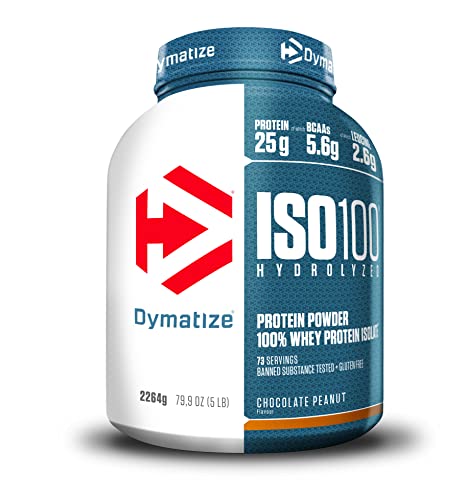 Dymatize ISO 100 Hydrolyzed Chocolate Peanut 2264g - Hidrolizado de Proteína de Suero Whey + Aislado en Polvo