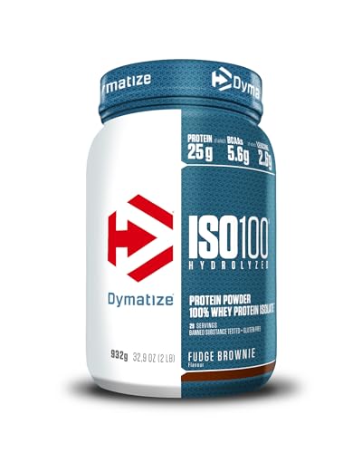 Dymatize ISO 100 Hydrolyzed Fudge Brownie 932g - Hidrolizado de Proteína de Suero Whey + Aislado en Polvo