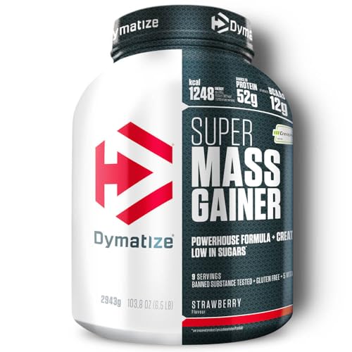 Dymatize Super Mass Gainer Strawberry 2943g - Polvo Para Ganar Peso + Carbohidratos, BCAA y Caseína