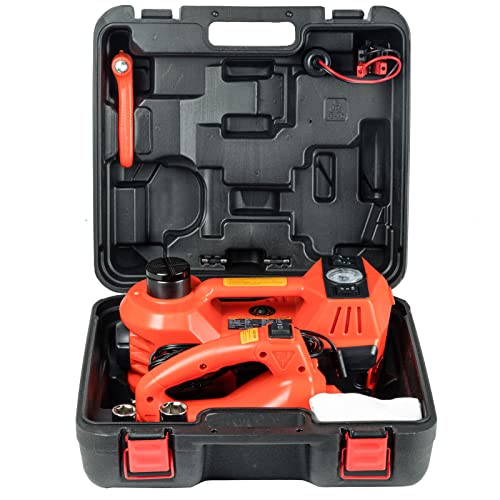 Dzanken kit de Gato de coche Hidráulico Eléctrico, Hidráulico Eléctrico 12V, Gato de Coche de pie 5T, 15-45 cm luz LED de Reparación de Inflador Gato de Coche Eléctrico para Coches SEAT GT (Naranja A)